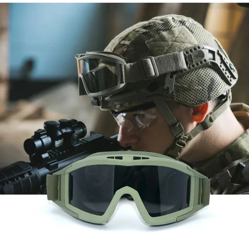 Taktische Airsoft-Schutzbrille – 3 Wechselgläser